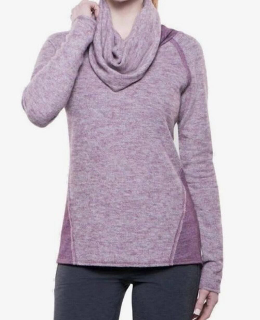 Kuhl Nova Sz M Heathered Purple Cowl Neck Knit Pullover Sweatshirt